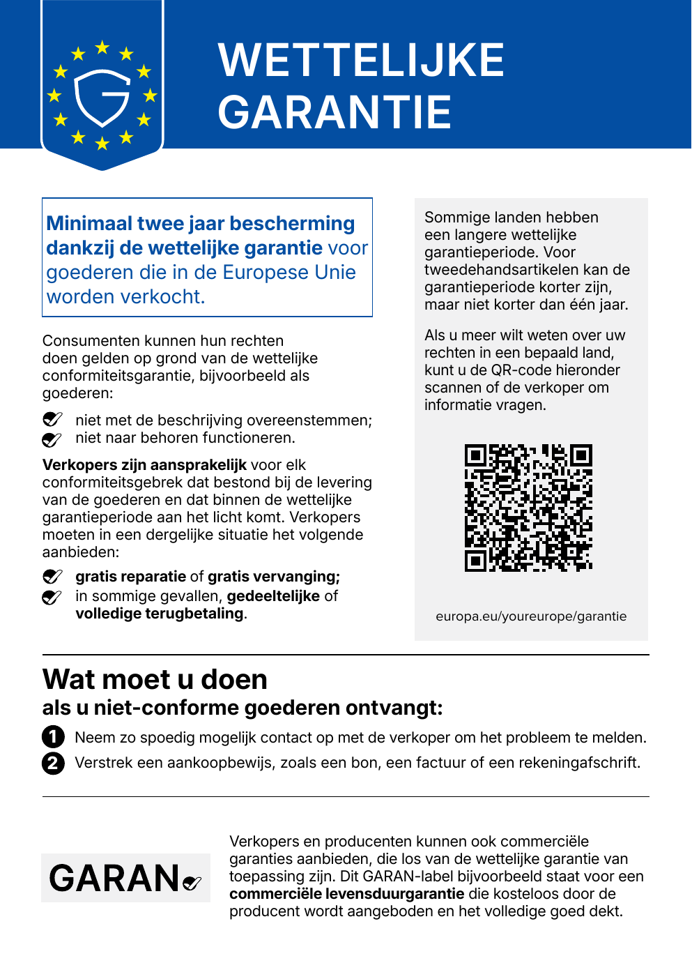 Harmonised notice on the legal guarantee of conformity