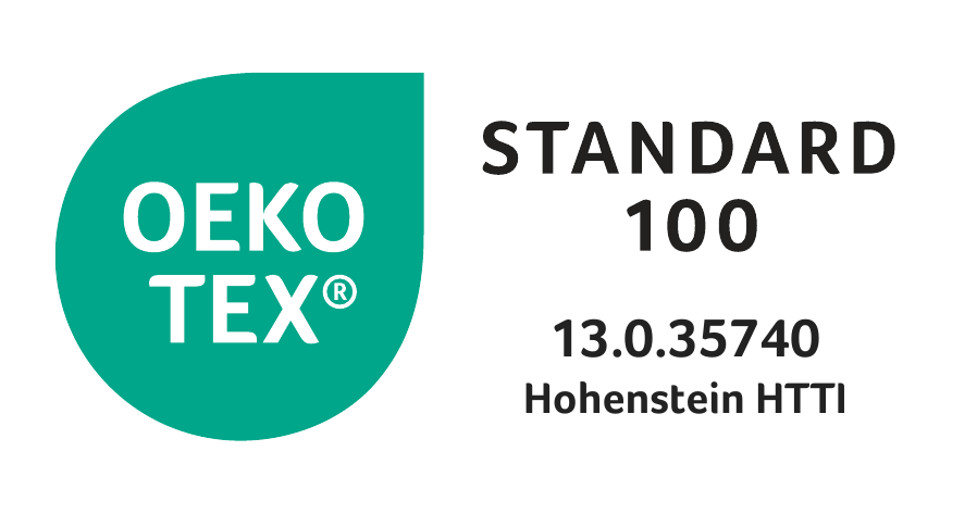 Wir setzen auf den STANDARD 100 by OEKO-TEX – ein einheitliches und unabhängiges Zertifizierungssystem für Textilprodukte. Es steht für schadstoffgeprüfte Textilien und gesundheitlich unbedenkliche Produkte. STANDARD 100 by OEKO-TEX