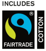 Das Fairtrade-Produkt-Siegel steht für fair angebaute und gehandelte Baumwolle. Die Baumwolle in zertifizierten Textilien ist zu 100 Prozent Fairtrade-zertifiziert. Fairtrade-Produkt-Siegel
